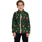 Texture, Pattern, Red, Craciun, Christmas, Hat, Santa, Green Kids  High Neck Windbreaker