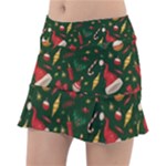 Texture, Pattern, Red, Craciun, Christmas, Hat, Santa, Green Classic Tennis Skirt