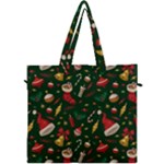 Texture, Pattern, Red, Craciun, Christmas, Hat, Santa, Green Canvas Travel Bag