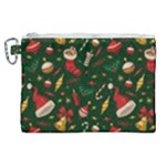 Texture, Pattern, Red, Craciun, Christmas, Hat, Santa, Green Canvas Cosmetic Bag (XL)