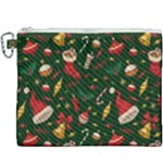 Texture, Pattern, Red, Craciun, Christmas, Hat, Santa, Green Canvas Cosmetic Bag (XXXL)