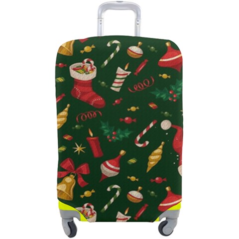 Texture, Pattern, Red, Craciun, Christmas, Hat, Santa, Green Luggage Cover (Large) from ArtsNow.com