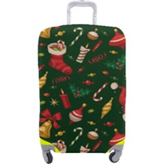 Texture, Pattern, Red, Craciun, Christmas, Hat, Santa, Green Luggage Cover (Large) from ArtsNow.com