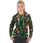 Texture, Pattern, Red, Craciun, Christmas, Hat, Santa, Green Women s Overhead Hoodie