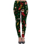 Texture, Pattern, Red, Craciun, Christmas, Hat, Santa, Green Lightweight Velour Leggings