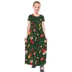 Texture, Pattern, Red, Craciun, Christmas, Hat, Santa, Green Kids  Short Sleeve Maxi Dress