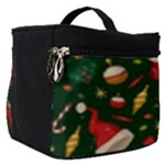 Texture, Pattern, Red, Craciun, Christmas, Hat, Santa, Green Make Up Travel Bag (Small)