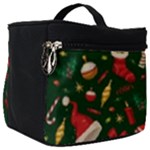 Texture, Pattern, Red, Craciun, Christmas, Hat, Santa, Green Make Up Travel Bag (Big)