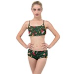 Texture, Pattern, Red, Craciun, Christmas, Hat, Santa, Green Layered Top Bikini Set