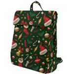 Texture, Pattern, Red, Craciun, Christmas, Hat, Santa, Green Flap Top Backpack