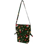 Texture, Pattern, Red, Craciun, Christmas, Hat, Santa, Green Folding Shoulder Bag