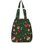 Texture, Pattern, Red, Craciun, Christmas, Hat, Santa, Green Center Zip Backpack