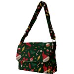 Texture, Pattern, Red, Craciun, Christmas, Hat, Santa, Green Full Print Messenger Bag (S)