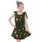 Texture, Pattern, Red, Craciun, Christmas, Hat, Santa, Green Kids  Tie Up Tunic Dress