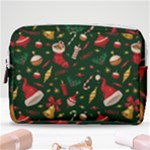 Texture, Pattern, Red, Craciun, Christmas, Hat, Santa, Green Make Up Pouch (Medium)