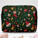 Texture, Pattern, Red, Craciun, Christmas, Hat, Santa, Green Make Up Pouch (Large)