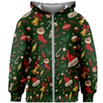 Texture, Pattern, Red, Craciun, Christmas, Hat, Santa, Green Kids  Zipper Hoodie Without Drawstring