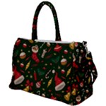 Texture, Pattern, Red, Craciun, Christmas, Hat, Santa, Green Duffel Travel Bag