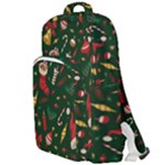 Texture, Pattern, Red, Craciun, Christmas, Hat, Santa, Green Double Compartment Backpack