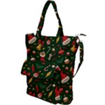 Texture, Pattern, Red, Craciun, Christmas, Hat, Santa, Green Shoulder Tote Bag