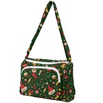 Texture, Pattern, Red, Craciun, Christmas, Hat, Santa, Green Front Pocket Crossbody Bag