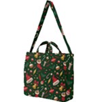 Texture, Pattern, Red, Craciun, Christmas, Hat, Santa, Green Square Shoulder Tote Bag