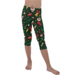 Texture, Pattern, Red, Craciun, Christmas, Hat, Santa, Green Kids  Lightweight Velour Capri Leggings 