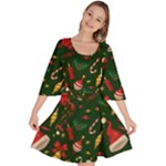 Texture, Pattern, Red, Craciun, Christmas, Hat, Santa, Green Velour Kimono Dress