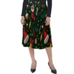 Texture, Pattern, Red, Craciun, Christmas, Hat, Santa, Green Classic Velour Midi Skirt 