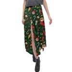 Texture, Pattern, Red, Craciun, Christmas, Hat, Santa, Green Velour Split Maxi Skirt