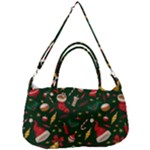 Texture, Pattern, Red, Craciun, Christmas, Hat, Santa, Green Removable Strap Handbag