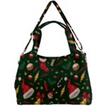 Texture, Pattern, Red, Craciun, Christmas, Hat, Santa, Green Double Compartment Shoulder Bag