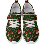 Texture, Pattern, Red, Craciun, Christmas, Hat, Santa, Green Men s Velcro Strap Shoes