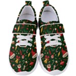 Texture, Pattern, Red, Craciun, Christmas, Hat, Santa, Green Women s Velcro Strap Shoes