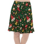 Texture, Pattern, Red, Craciun, Christmas, Hat, Santa, Green Fishtail Chiffon Skirt