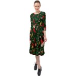 Texture, Pattern, Red, Craciun, Christmas, Hat, Santa, Green Ruffle End Midi Chiffon Dress