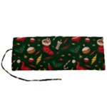 Texture, Pattern, Red, Craciun, Christmas, Hat, Santa, Green Roll Up Canvas Pencil Holder (S)