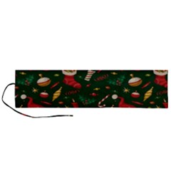 Texture, Pattern, Red, Craciun, Christmas, Hat, Santa, Green Roll Up Canvas Pencil Holder (L) from ArtsNow.com