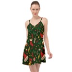 Texture, Pattern, Red, Craciun, Christmas, Hat, Santa, Green Summer Time Chiffon Dress