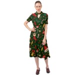 Texture, Pattern, Red, Craciun, Christmas, Hat, Santa, Green Keyhole Neckline Chiffon Dress