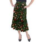 Texture, Pattern, Red, Craciun, Christmas, Hat, Santa, Green Midi Mermaid Skirt