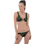 Texture, Pattern, Red, Craciun, Christmas, Hat, Santa, Green Ring Detail Crop Bikini Set