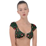 Texture, Pattern, Red, Craciun, Christmas, Hat, Santa, Green Cap Sleeve Ring Bikini Top