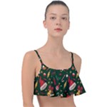 Texture, Pattern, Red, Craciun, Christmas, Hat, Santa, Green Frill Bikini Top