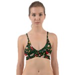 Texture, Pattern, Red, Craciun, Christmas, Hat, Santa, Green Wrap Around Bikini Top