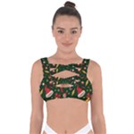 Texture, Pattern, Red, Craciun, Christmas, Hat, Santa, Green Bandaged Up Bikini Top