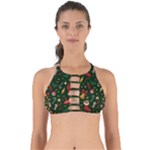 Texture, Pattern, Red, Craciun, Christmas, Hat, Santa, Green Perfectly Cut Out Bikini Top