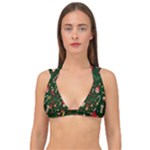 Texture, Pattern, Red, Craciun, Christmas, Hat, Santa, Green Double Strap Halter Bikini Top