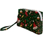 Texture, Pattern, Red, Craciun, Christmas, Hat, Santa, Green Wristlet Pouch Bag (Small)