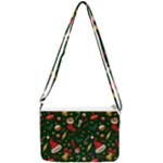 Texture, Pattern, Red, Craciun, Christmas, Hat, Santa, Green Double Gusset Crossbody Bag